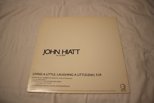 John Hiatt 12" Promo single with Original-LIVING A LITTLE, LAUGHING A LITTLE - Picture 2 of 7
