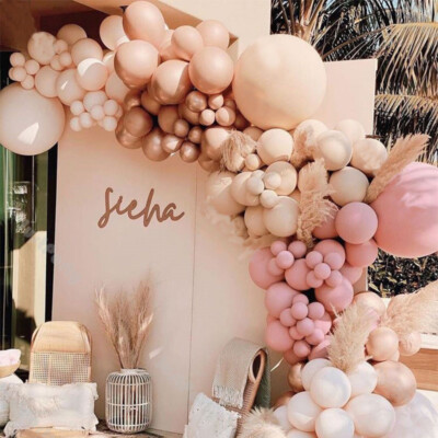 158pcs Blush Nude Balloon Arch Garland Kit Wedding Pink Apricot Balloon