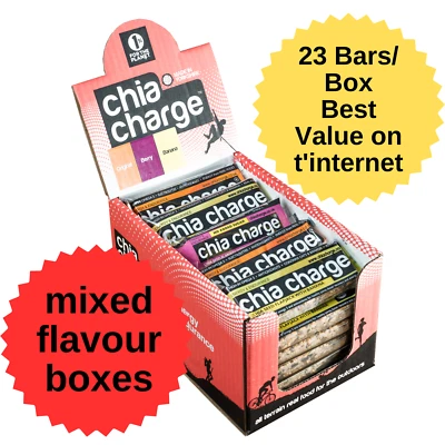 CHIA CHARGE Chia Energy Flapjacks 80g x 23 - Salted Caramel, Banana, Berry, Original
