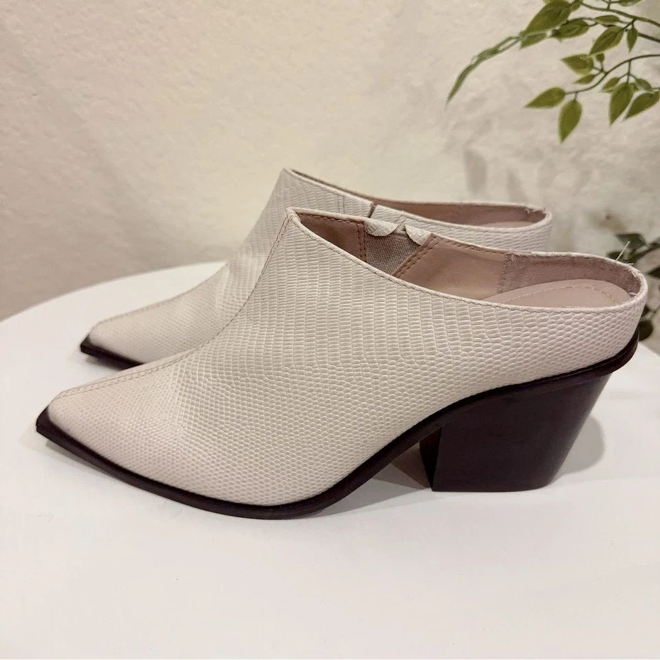 Mula texturizada Kaanas Atria con punta cuadrada marfil nueva sin etiquetas talla 6 Foto 4 de 4