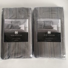2 Hotel Collection 26x26 GRIDWORK Jacquard Euro Pillow Shams Gray Stripe Cover