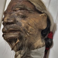 Rare Vtg Haunted Halloween Shrunken Head Ceremony Staff African Voodoo Read 