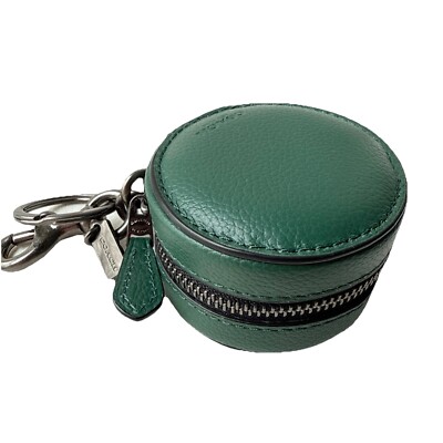 Coach Leather Mini Zip Round Charm Key Chain Fob Coin Purse Pouch Case # F37994