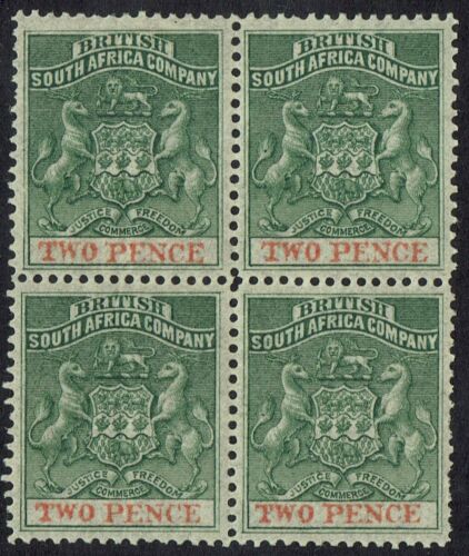 RHODESIA 1892 ARMS 2D BLOCK PERF 14 */** - Picture 1 of 2