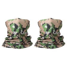 2pcs Summer Cooling Neck Gaiter Sun Protection Face Mask, Camo Brown-yellow
