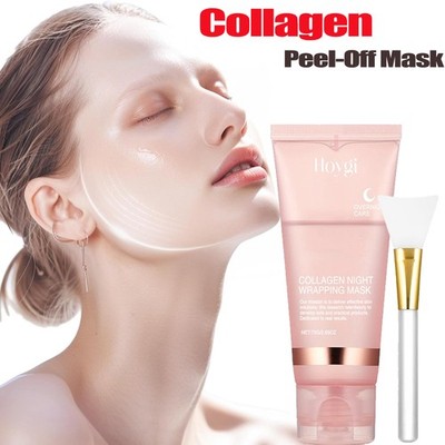 75g Collagen Peel Off Face Mask Overnight Mask Firming Depuffing&Hydration+Brush