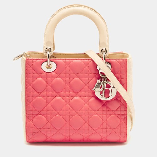 Dior Lady Dior Medium PinkBeige Cannage Leather Tote