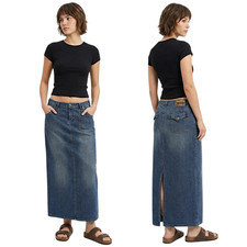 90s Union Bay Denim Maxi Skirt Juniors 15 34x36 Low Rise Granola Downtown Girl