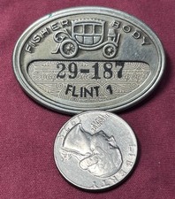 VINTAGE GM GENERAL MOTORS EMPLOYEE BADGE ~ FISHER BODY FLINT 1 ~ NUMBER 29-187