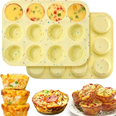 Palksky Silicone Egg Bite Molds 2 Pack 12 Cavity Nonstick