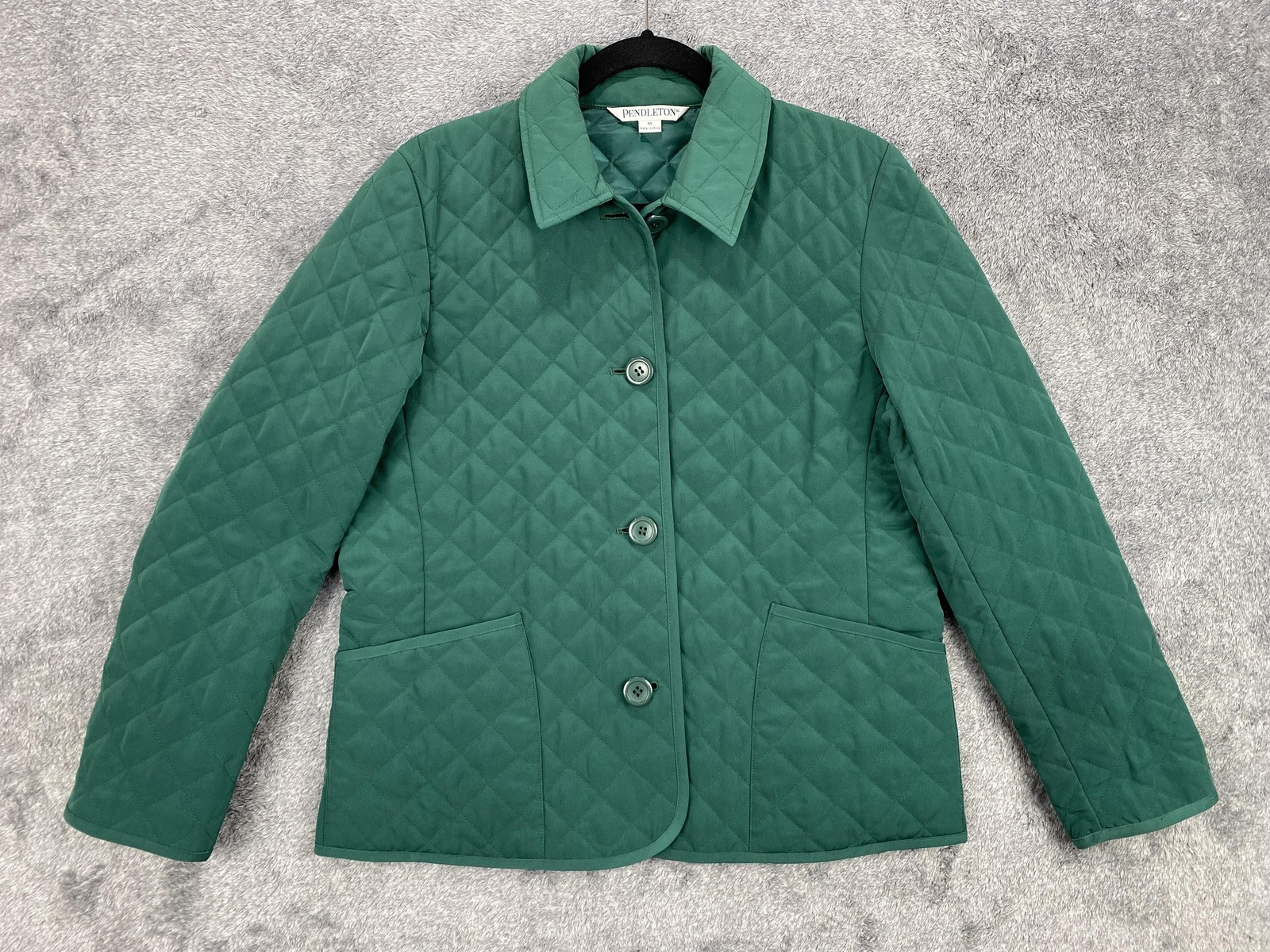 Pendleton Jacket Womens Medium Green Quilted Butt… - image 1