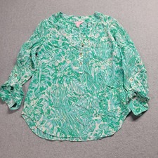 Lilly Pulitzer Elsa Top XS Green Blue Tropica...