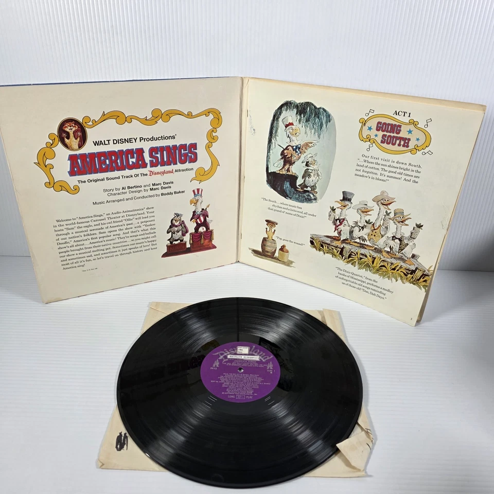 Disneyland America Sings 1974 LP By Burl Ives W/Book Walt Disney - Tested - Image 4 of 4