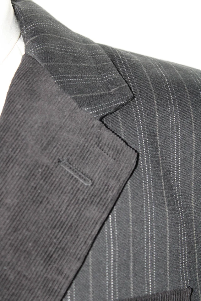 Blazer Marc Ecko Para Hombres Texturizado Forrado Botón Manga Larga Rayas Negro Talla XL Foto 2 de 4