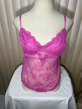 INC Teddy Bodysuit XXL Underwire Sheer Lace Floral Pink International Concepts