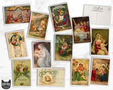 24 Nativity Christmas Postcards Vintage Religious Retro Holiday Cards Set