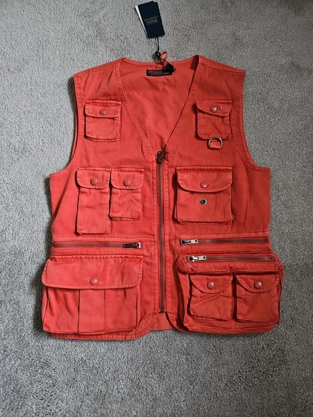 Polo Ralph Lauren Chino Utility Outdoor Vest Gilet Red Size XS NWT