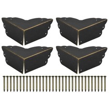 Lot de 4 protections d'angle design classique en bronze ancien pour meuble