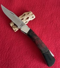 Buck Custom 110 Nickel Magnacut Knife Fossil Scales And File Work 
