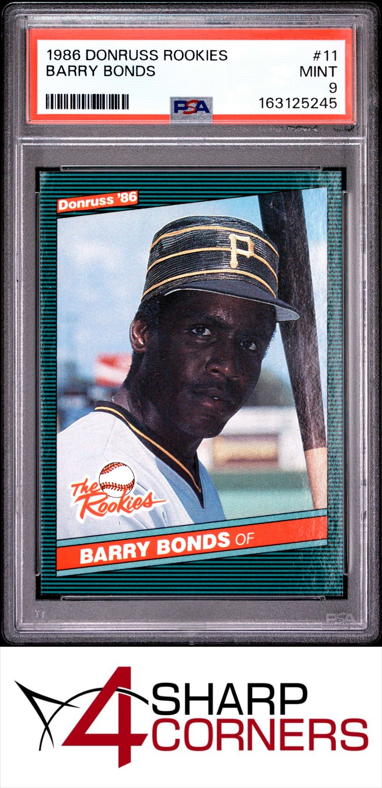 1986 DONRUSS ROOKIES #11 BARRY BONDS RC PIRATES PSA 9 view 1