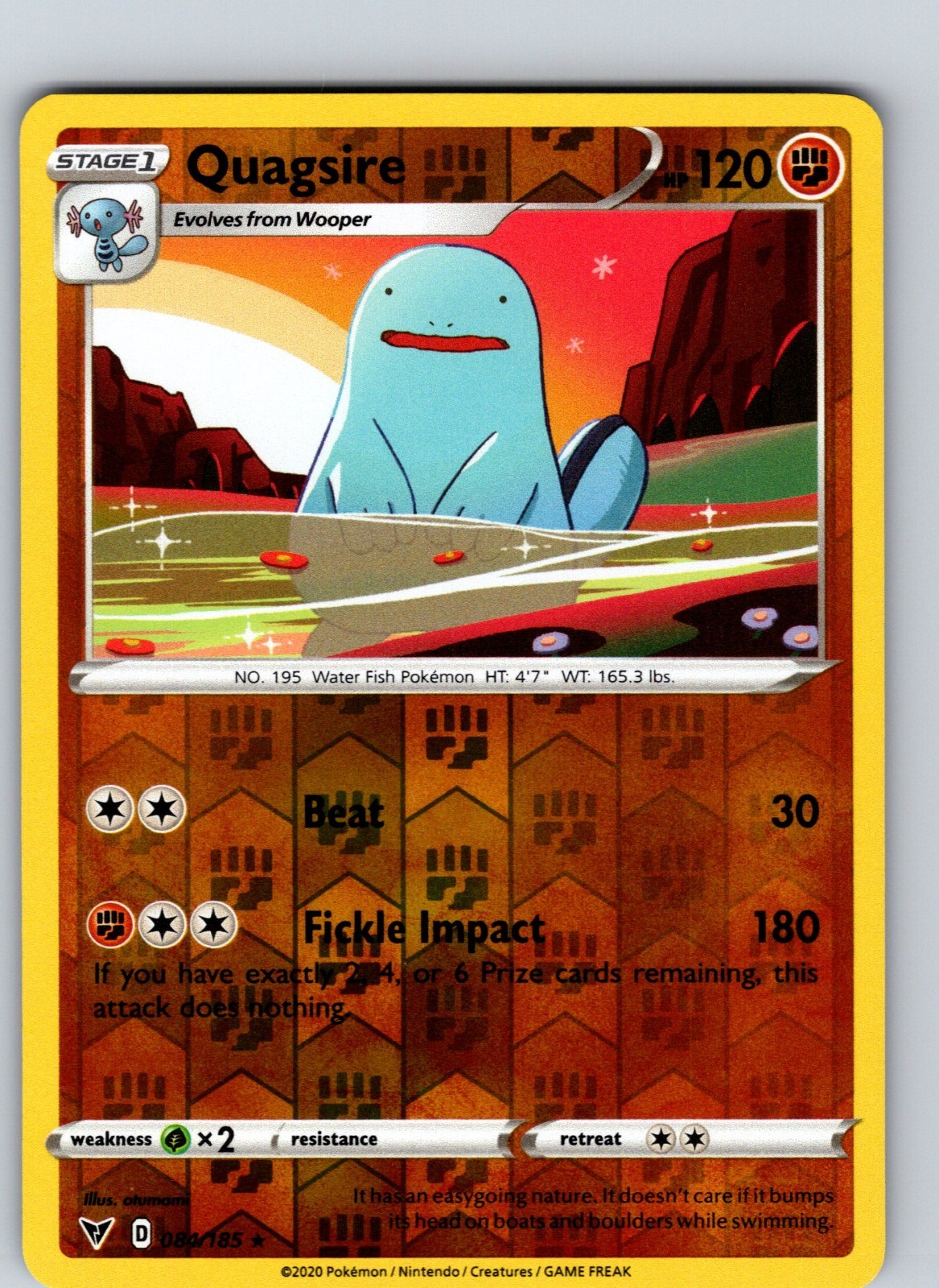 Quagsire 84/185 2020 Vivid Voltage Reverse Holo Rare