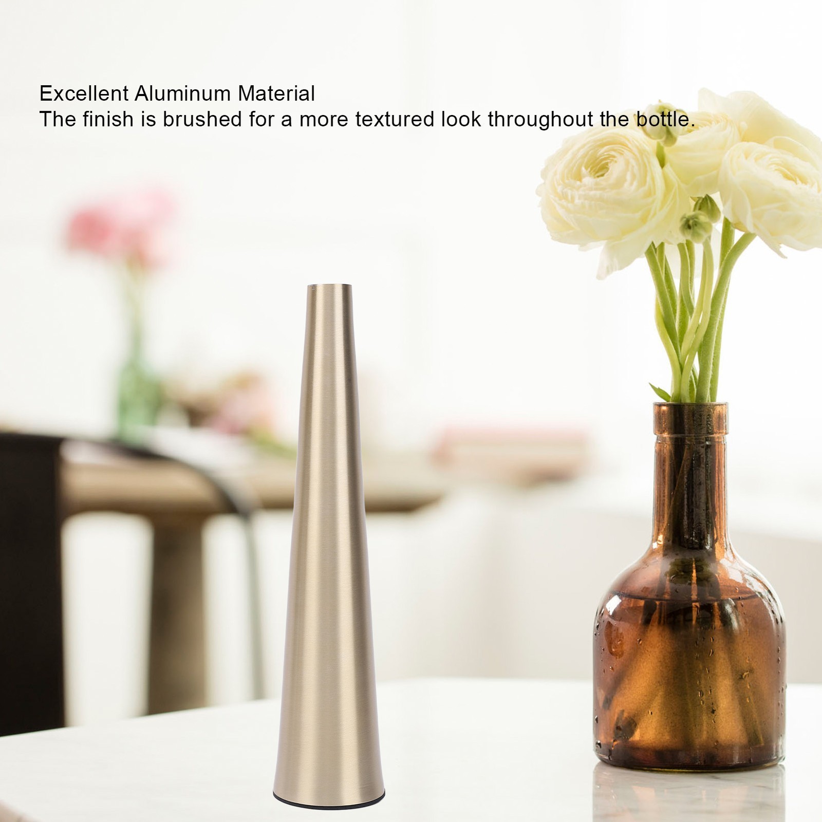 Small Flower Vase Innovative Nordic Aluminum Decorative Narrow Neck Taper Floral