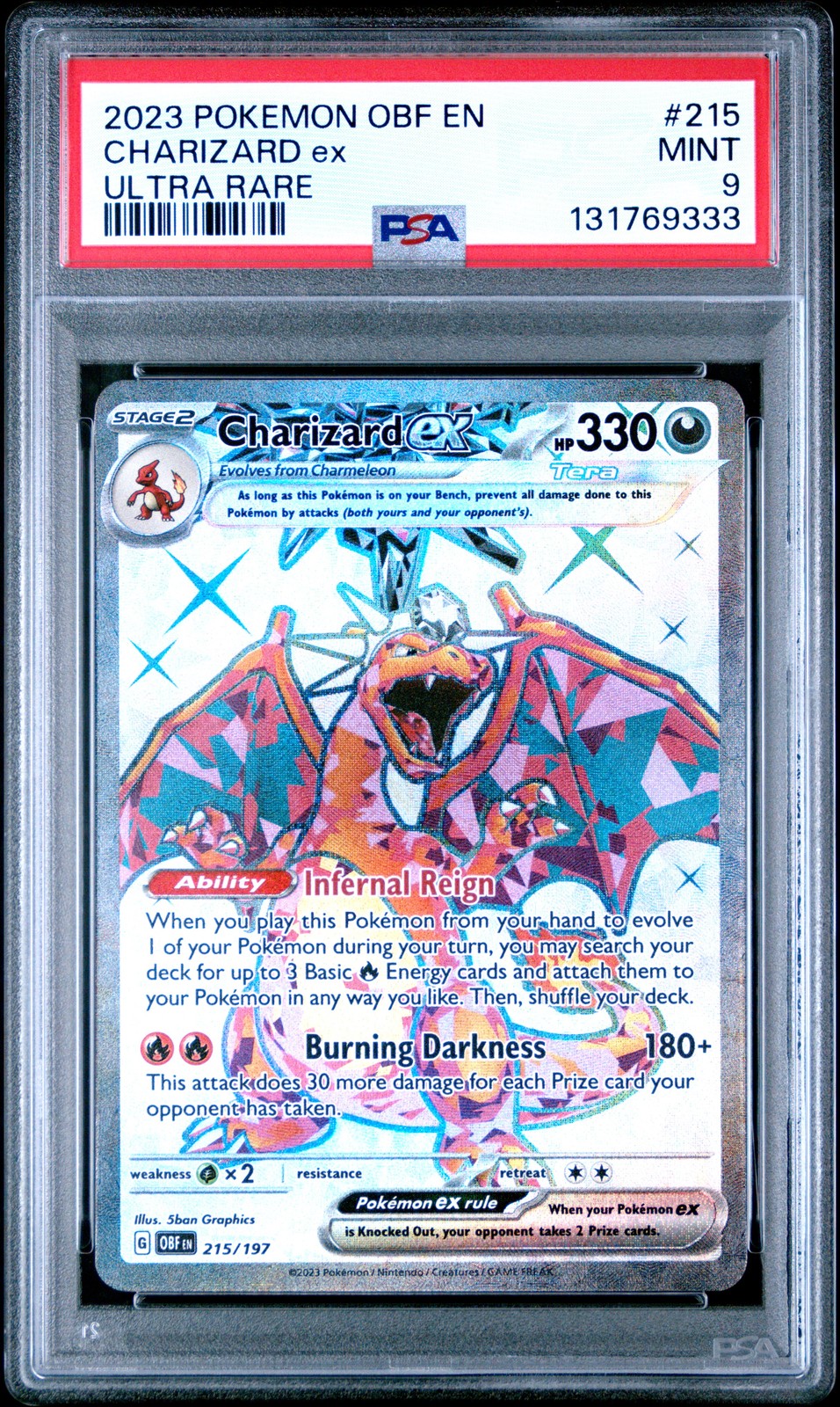 2023 POKEMON OBF EN-OBSIDIAN FLAMES ULTRA RARE #215 CHARIZARD EX PSA 9