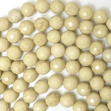 10mm faceted cream river stone round beads 15" strand creamy riverstone