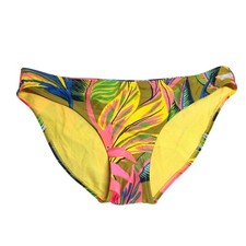 Aerie Bikini Bottom Hipster Brief Tropical Floral Olive Green Yellow Pink L