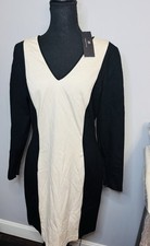 NWT Banana Republic BR Monogram Black White Color Block Sheath Dress Size 12 