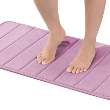 Flamingo P Non Slip Memory Foam Bath Mat 47x17 Inches Lilac