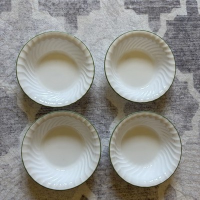 Set Of 4 Corning Corelle Chutney Fruit Green Swirl Rim 7 1/4'' Soup Cereal Bowls
