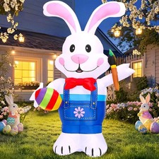 6FT Easter Inflatables Outdoor Decoration Inflatable Bunny, Built in LED Ligh...
