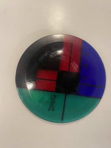 Handmade Multicolor One of a Kind Contemporary Art Glass Plate Massimo Patroni - Picture 2 of 9