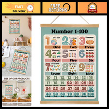 Educational Numbers 1-100 Poster for Kids, Colorful Wall Art Decor, 14x18.5" Cla