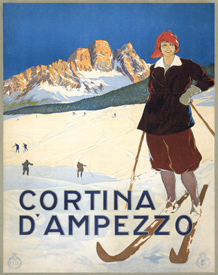 Cortina D�Ampezzo Ski Poster - Alps Winter Wall Art - 12X16/16X20/18X24/24X36