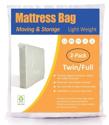 2 Pack Twin Full Mattress Bag Heavy Duty Moving Storage Cover