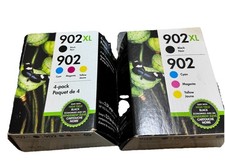 Lot Of 2 HP 902XL Black /902 Cyan/Magenta/Yellow 4-Pack T0A39AN 140 Exp: 2020 