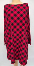 NWT Croft  Barrow Polyester Knit Long Sleeve Nightgown Red Plaid 1X
