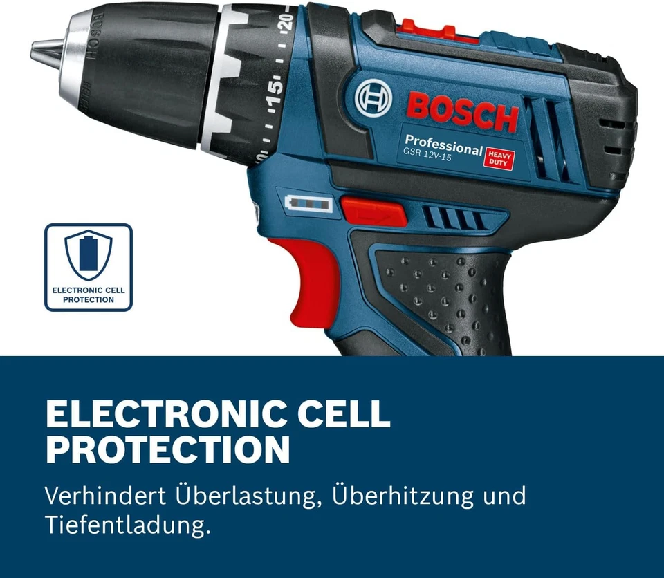 Bosch Akku-Bohrschrauber 12V 30Nm inkl. 2 Akkus Ladegerät 39-tlg Bits Tasche - Bild 2 von 4