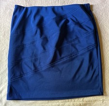 AB Studio Skirt USA Made Bright Blue Women's Size Large Knee Length Striped