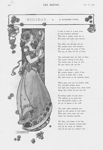HOLIDAY Poem by Katharine Tynan Drawn by RP Gossop - Antique Print 1902