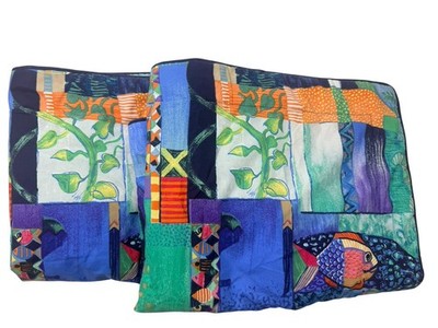 Set 2 Vintage SHERIDAN Standard Tropical Pillow Shams Fish Turtle Ocean Colorful