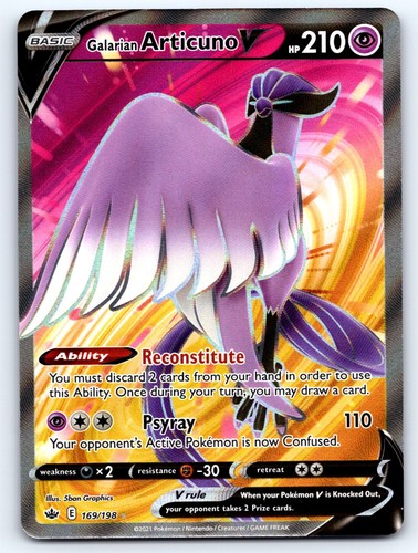 Galarian Articuno V (Full Art) SWSH06: Chilling Reign 169/198 NM
