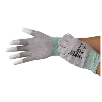 WETEC ESD-Handschuhe, PU-beschichtete Fingerkuppen, M, Carbonfaden