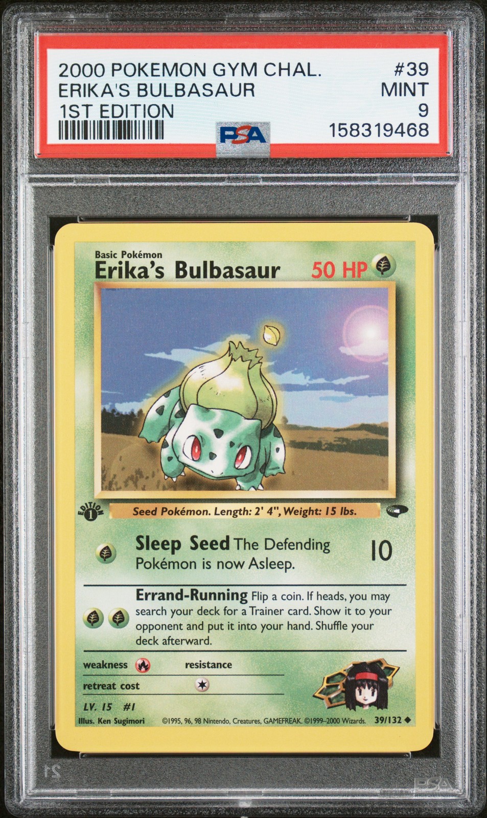 2000 POKEMON GYM CHALLENGE 1ST EDITION #39 ERIKA'S BULBASAUR PSA 9