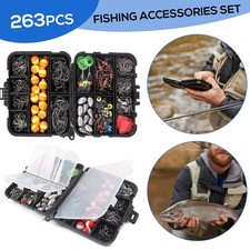 263Pcs Angelset Angelzubeh&ouml;r mit Angelkoffer Anglerausr&uuml;stung Kurbelhaken Kit
