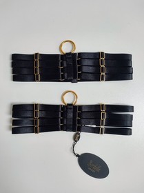 Bordelle Bondage Webbed Leg Garters Black One Size NWT