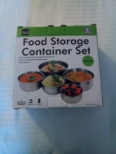 NESTING METAL FOOD STORAGE CONTAINER SET.