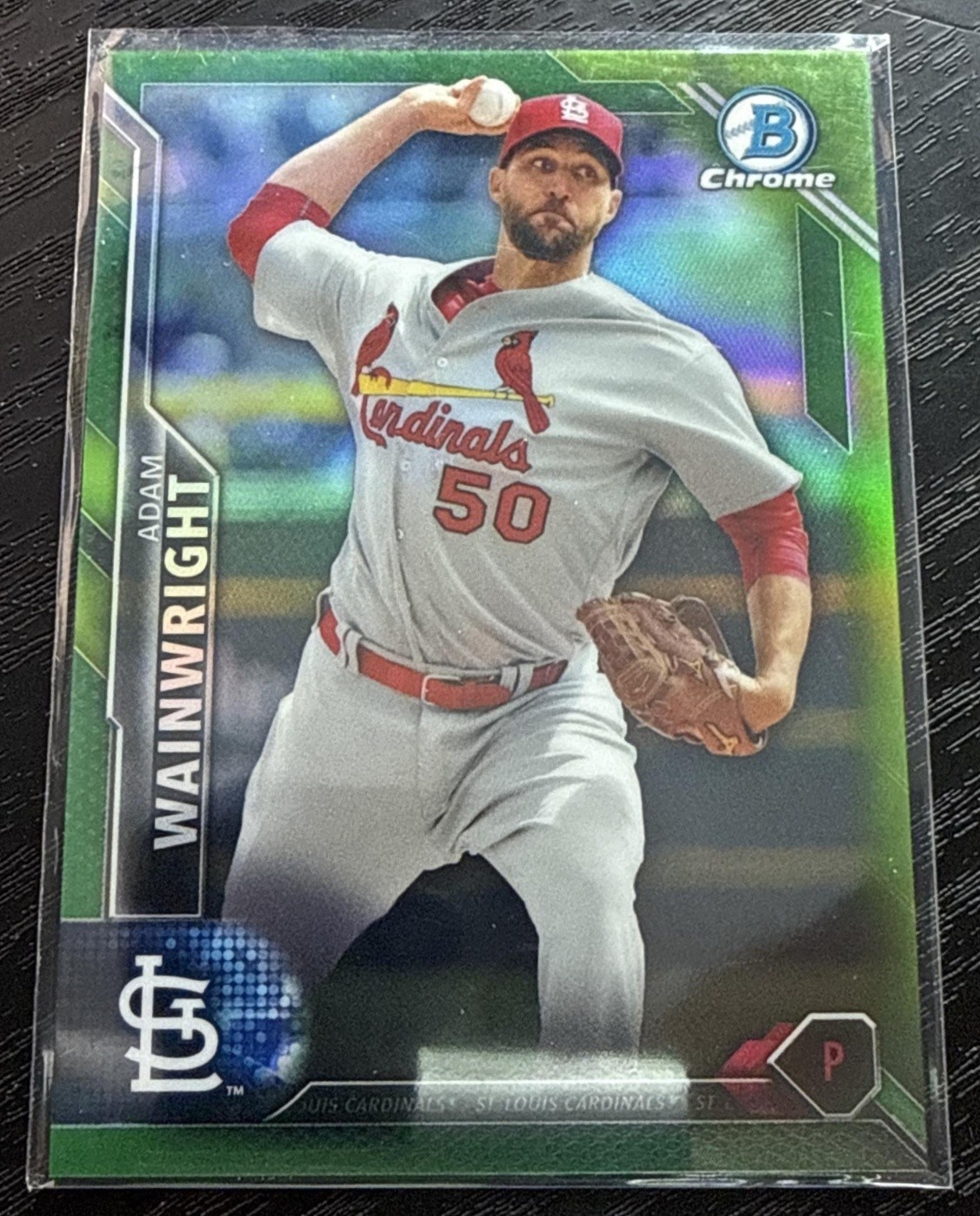 2016 Bowman Chrome Adam Wainwright #66 Green Refractor 55/99 Cardinals